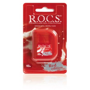 Зубная нить расширяющаяся крученая Рокс Red Edition, 40 м